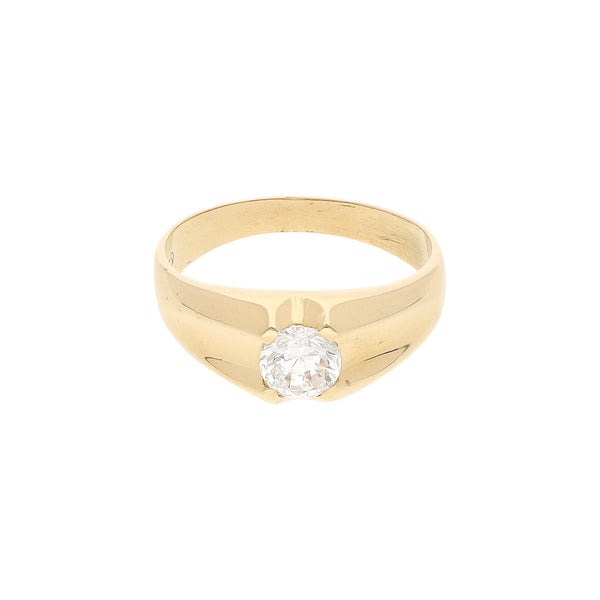 Anillo de compromiso con sintético en oro amarillo 14 kilates.