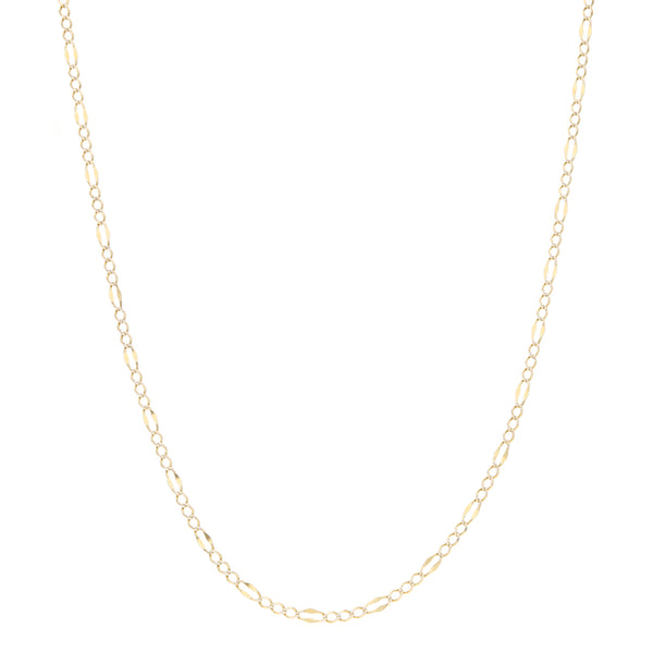 Collar de tres eslabones por uno platinado en oro amarillo 14 kilates.