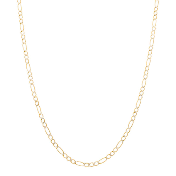 Collar de tres eslabones por uno platinado en oro amarillo 14 kilates.