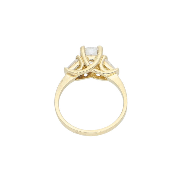 Anillo de compromiso con sintéticos en oro amarillo 14 kilates.