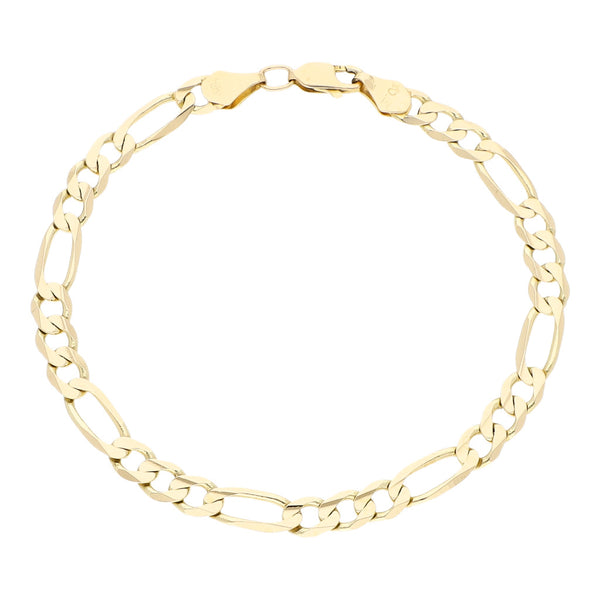 Pulsera de tres eslabones por uno en oro amarillo 14 kilates.