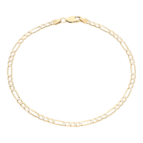 Pulsera de tres eslabones por uno platinados en oro amarillo 14 kilates.
