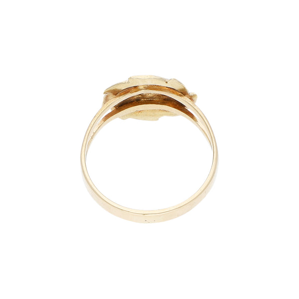 Anillo diseño especial motivo sol en oro amarillo 14 kilates.