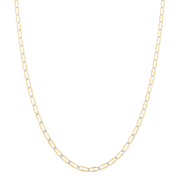 Gargantilla eslabón encontrado platinado en oro amarillo 14 kilates.