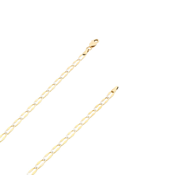 Gargantilla eslabón encontrado platinado en oro amarillo 14 kilates.