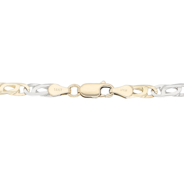 Pulsera eslabón nudo egipcio en oro dos tonos 14 kilates.
