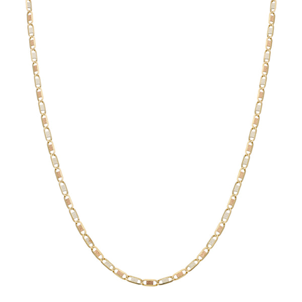 Collar eslabón nudo marino en oro tres tonos 14 kilates.