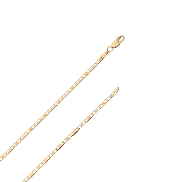 Collar eslabón nudo marino en oro tres tonos 14 kilates.