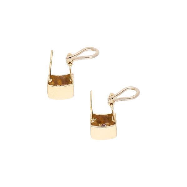Aretes diseño especial con sintéticos en oro amarillo 14 kilates.