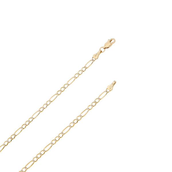 Collar de tres eslabones por uno platinado y medalla laminada con circonias motivo Virgen de Guadalupe en oro amarillo 14 kilates.