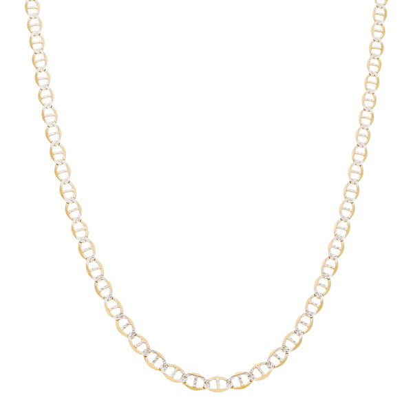 Collar eslabón nudo marino platinado en oro amarillo 14 kilates.