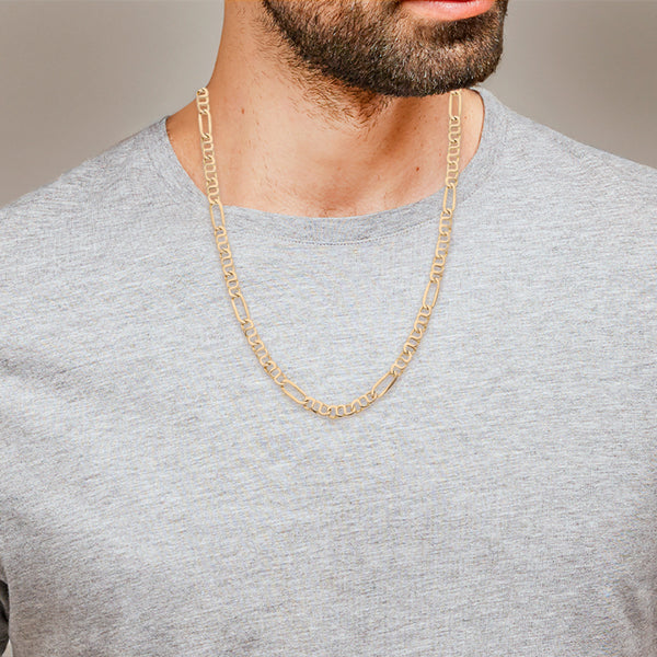 Collar eslabón combinado en oro amarillo 14 kilates.