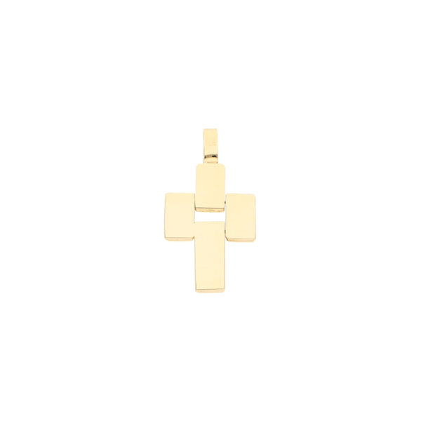 Cruz articulada en oro amarillo 14 kilates.