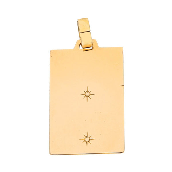 Medalla diseño especial motivo Virgen en oro amarillo 18 kilates.