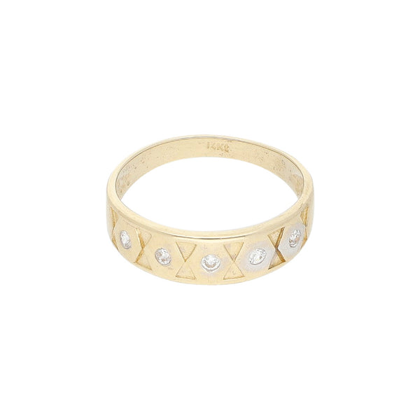 Anillo diseño especial con sinteticos en oro amarillo 14 kilates.