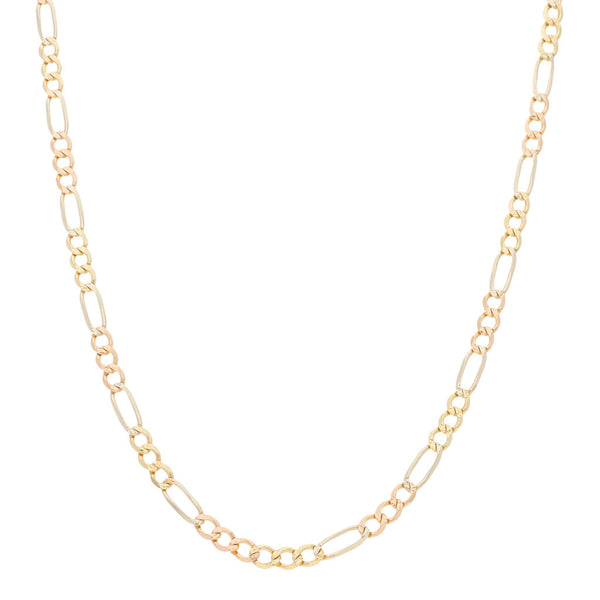 Collar de tres eslabones por uno en oro tres tonos 14 kilates.