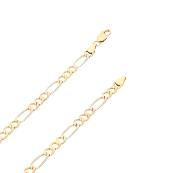 Collar de tres eslabones por uno en oro tres tonos 14 kilates.