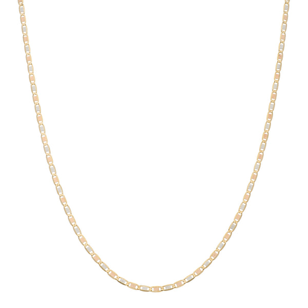 Collar eslabón nudo marino en oro tres tonos 14 kilates.