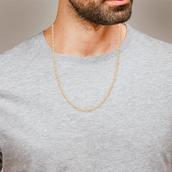 Collar eslabón nudo marino en oro tres tonos 14 kilates.