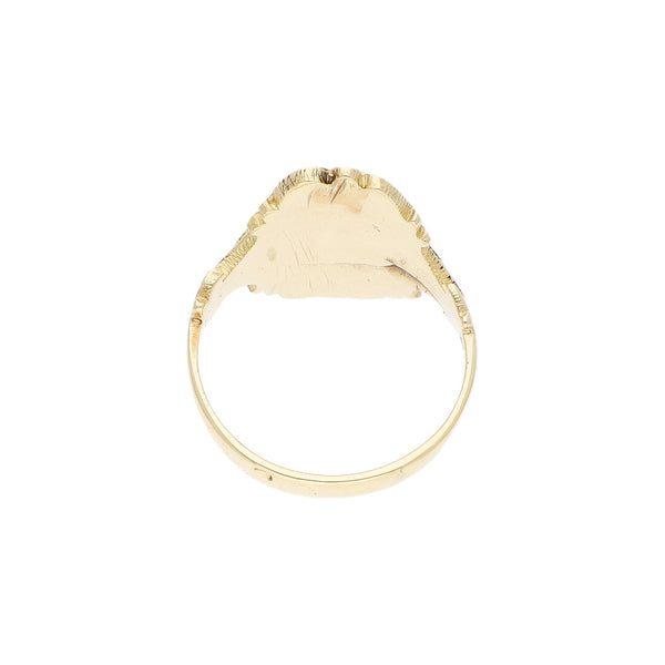 Anillo diseño especial motivo flor en oro dos tonos 14 kilates.
