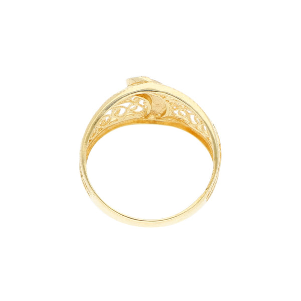 Anillo calado con esmalte en oro amarillo 14 kilates.