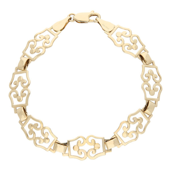 Pulsera eslabón calado en oro amarillo 14 kilates.