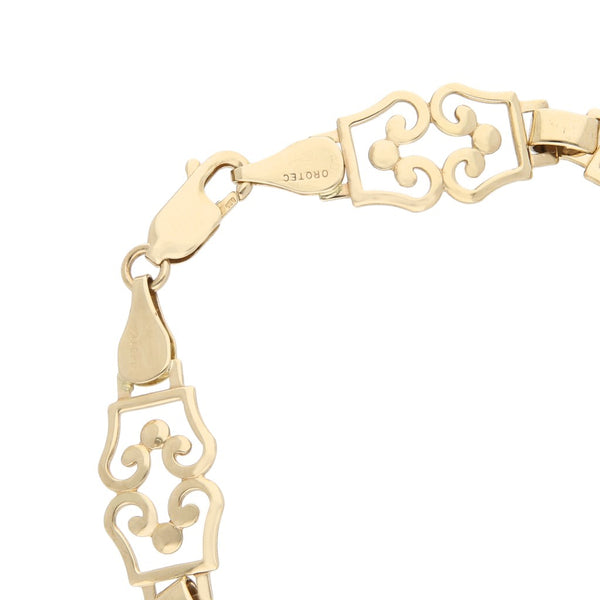 Pulsera eslabón calado en oro amarillo 14 kilates.