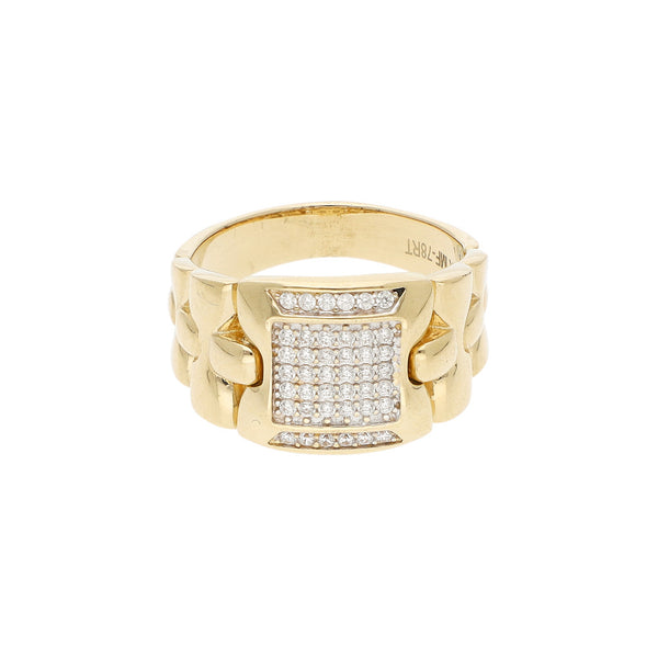 Anillo articulado con circonias en oro amarillo 14 kilates.