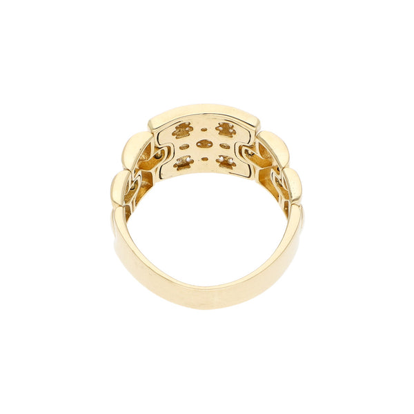 Anillo articulado con circonias en oro amarillo 14 kilates.