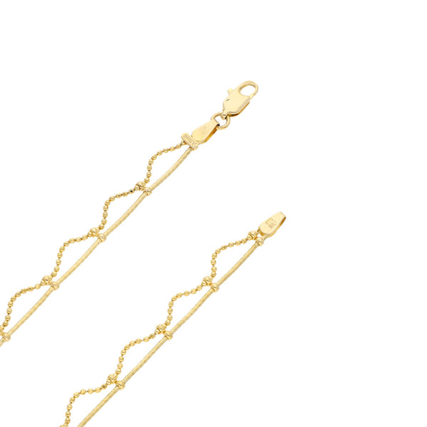 Gargantilla de dos hilos eslabón combinado en oro amarillo 14 kilates.
