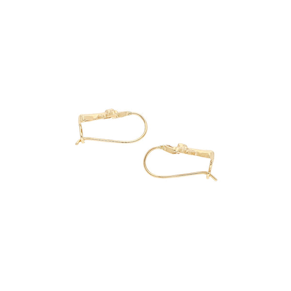 Aretes diseño especial motivo ángeles con circonias en oro amarillo 14 kilates.