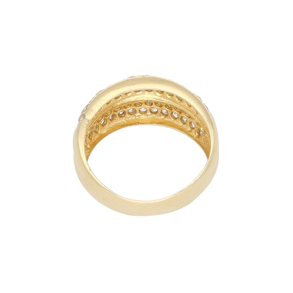 Anillo diseño especial con sintéticos en oro amarillo 14 kilates.