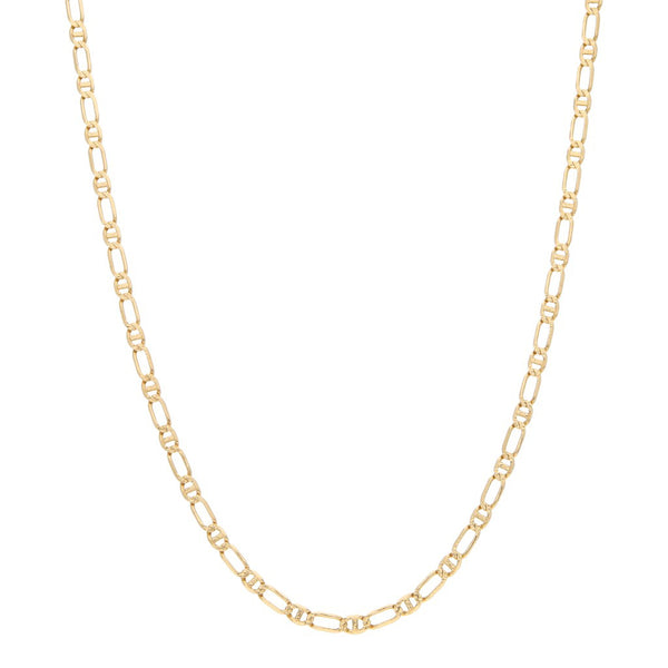 Collar eslabón combinado en oro amarillo 14 kilates.