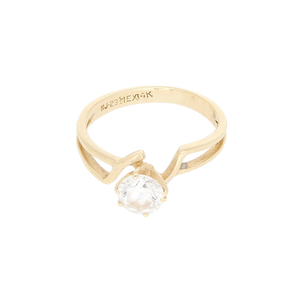 Anillo de compromiso con sintético en oro amarillo 14 kilates.