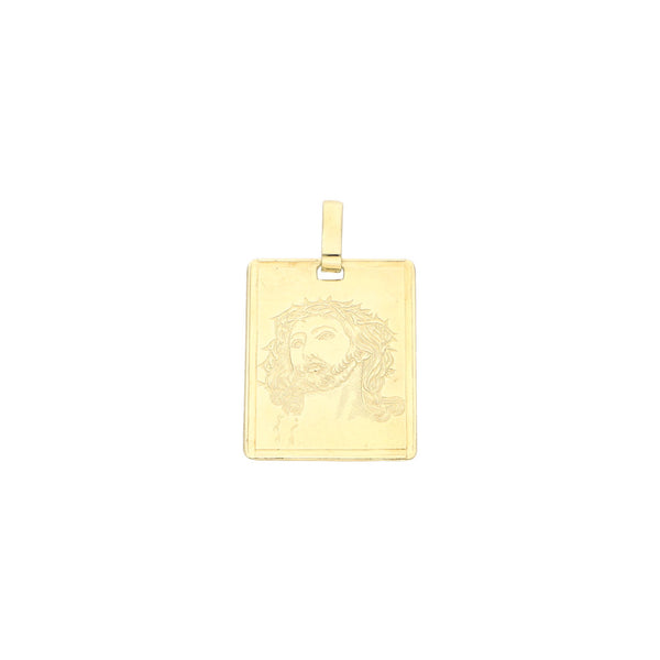 Medalla laminada motivo Divino Rostro en oro amarillo 14 kilates.