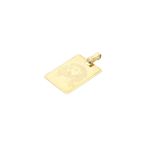 Medalla laminada motivo Divino Rostro en oro amarillo 14 kilates.