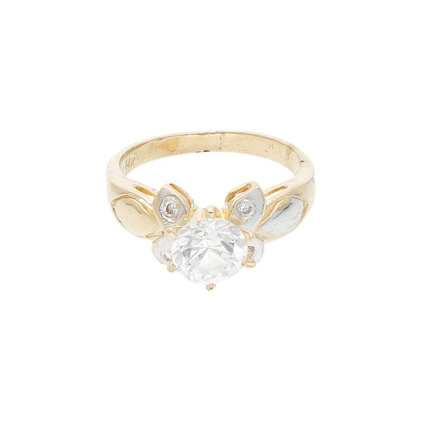 Anillo de compromiso con circonias en oro amarillo 14 kilates.