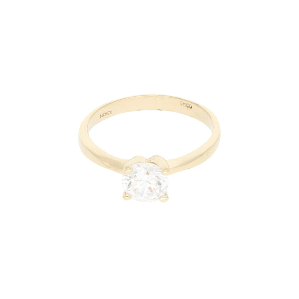 Anillo de compromiso con sintéticos en oro amarillo 14 kilates.