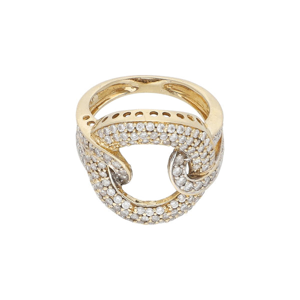 Anillo diseño especial con sintéticos en oro amarillo 14 kilates.