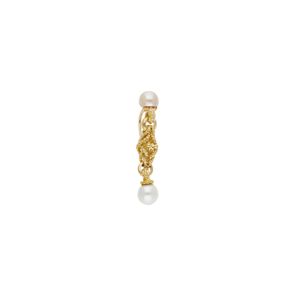 Dije trenzado con perlas en oro amarillo 18 kilates.