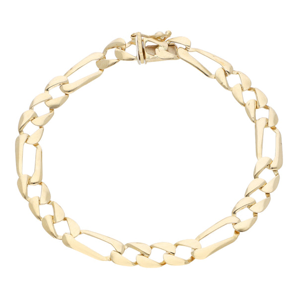 Pulsera de tres eslabones por uno en oro amarillo 14 kilates.