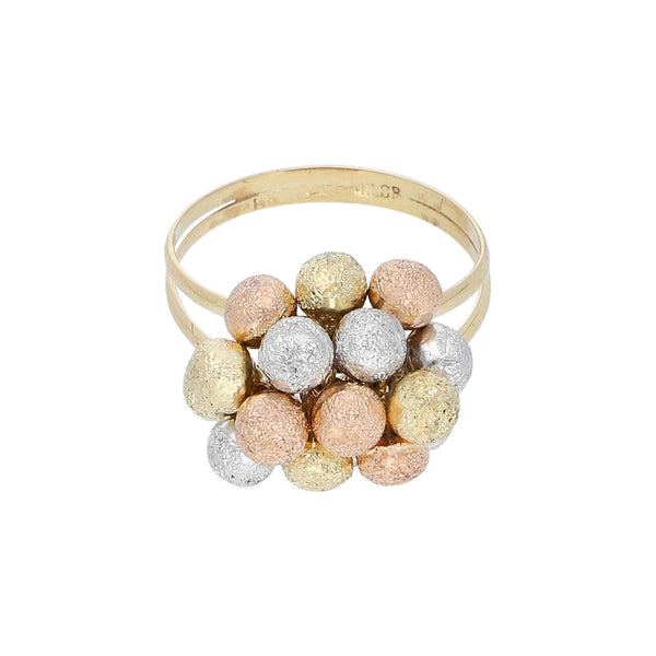 Anillo diseño especial en oro tres tonos 14 kilates.