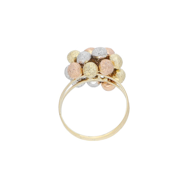Anillo diseño especial en oro tres tonos 14 kilates.