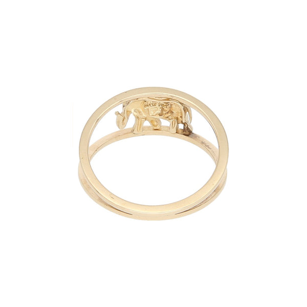 Anillo calado motivo elefante en oro amarillo 14 kilates.