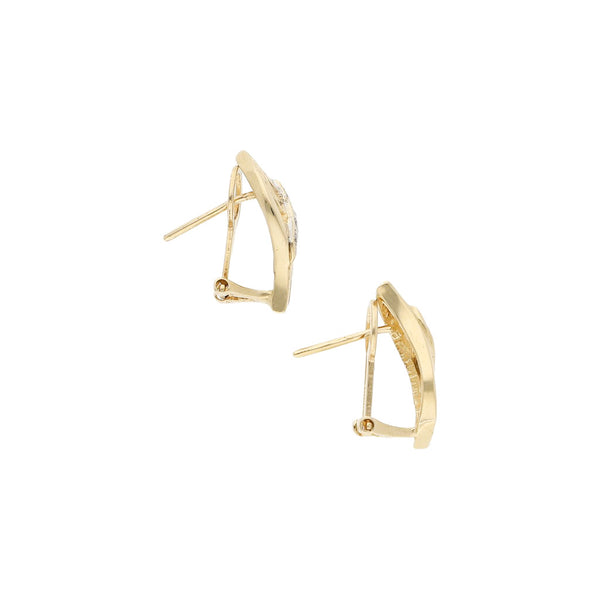 Aretes diseño especial con sintéticos en oro amarillo 14 kilates.