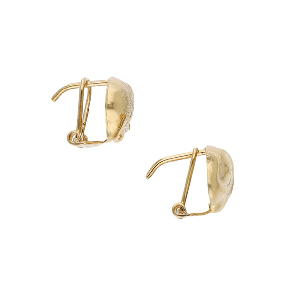 Aretes laminados motivo elefante en oro amarillo 14 kilates.