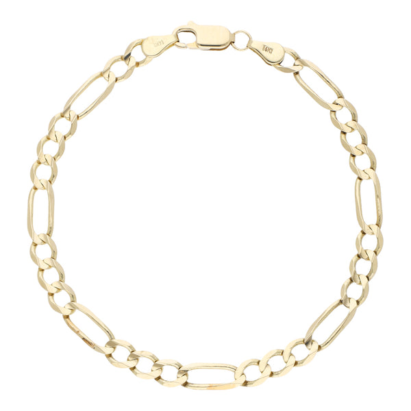 Pulsera de tres eslabones por uno en oro amarillo 14 kilates.