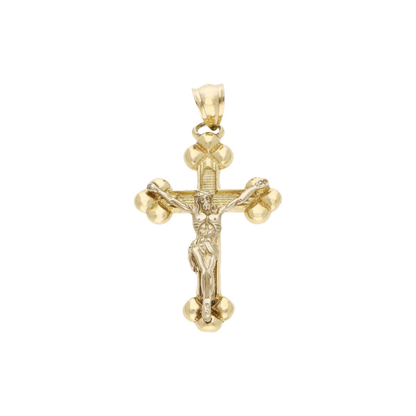 Crucifijo diseño especial en oro dos tonos 14 kilates.