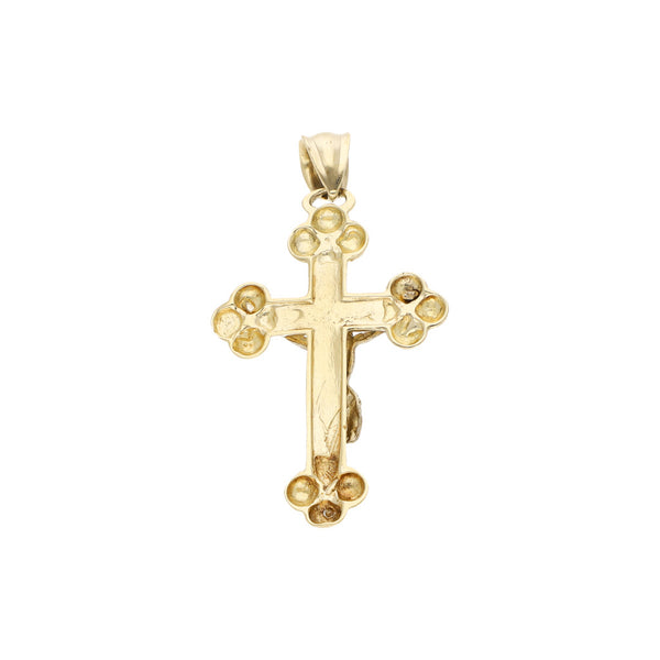 Crucifijo diseño especial en oro dos tonos 14 kilates.