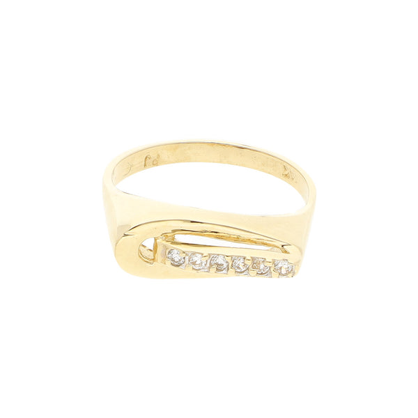 Anillo diseño especial con sintéticos en oro amarillo 14 kilates.